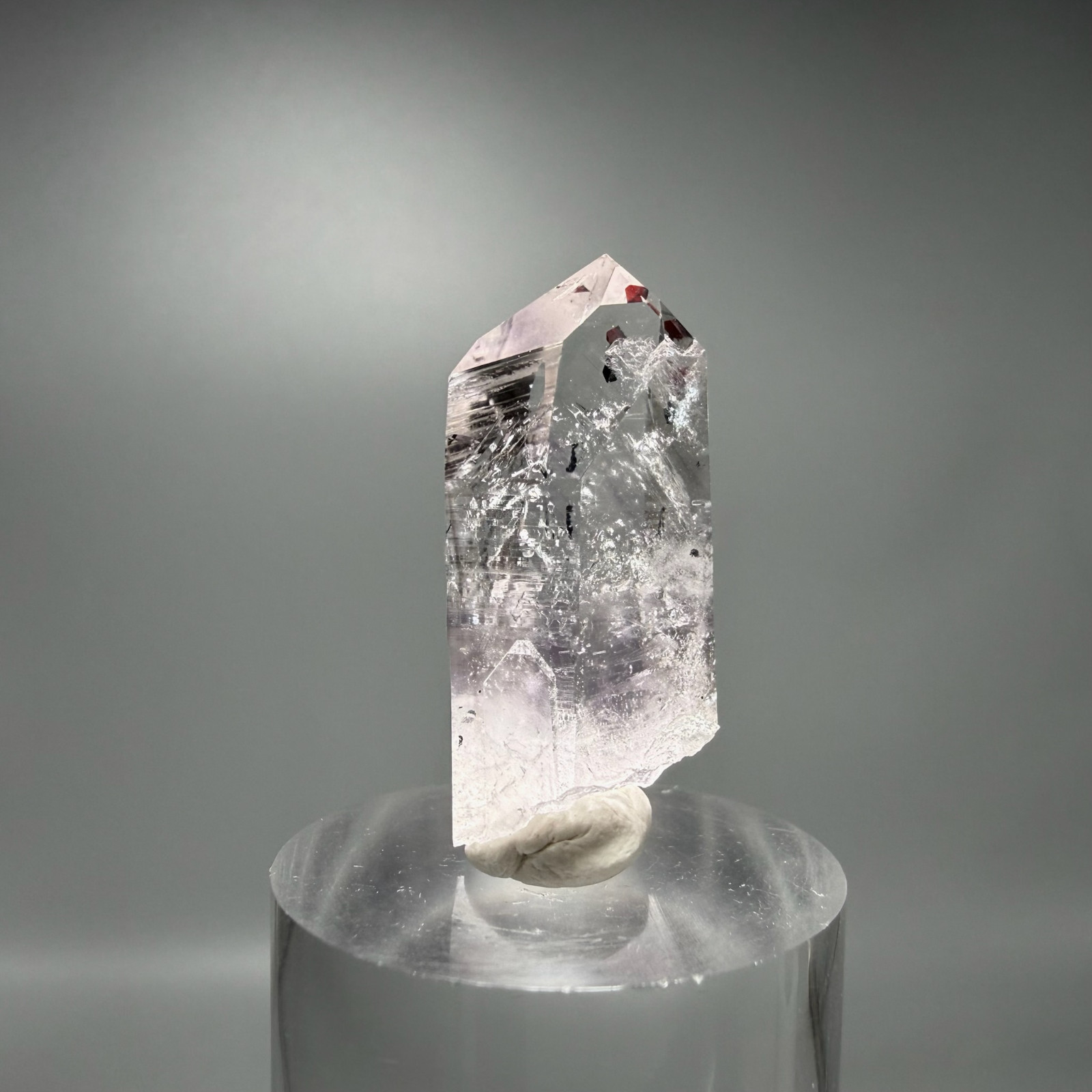 3 Moving Bubbles! Rare Harlequin Brandberg Quartz Enhydro w Lilac Phantoms