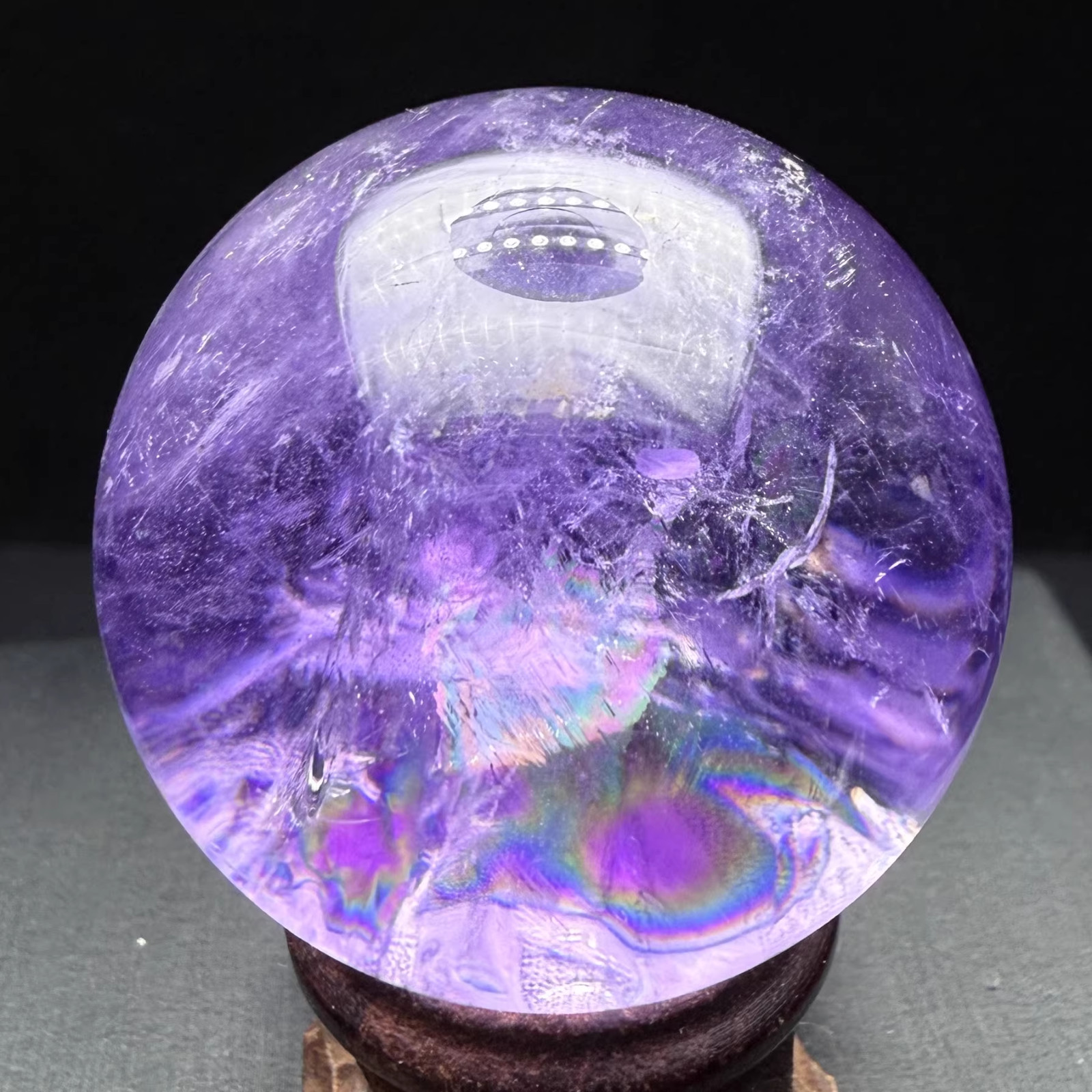 41mm Natural Rainbow Amethyst Quartz Sphere Energy Crystal Ball Reiki Decor