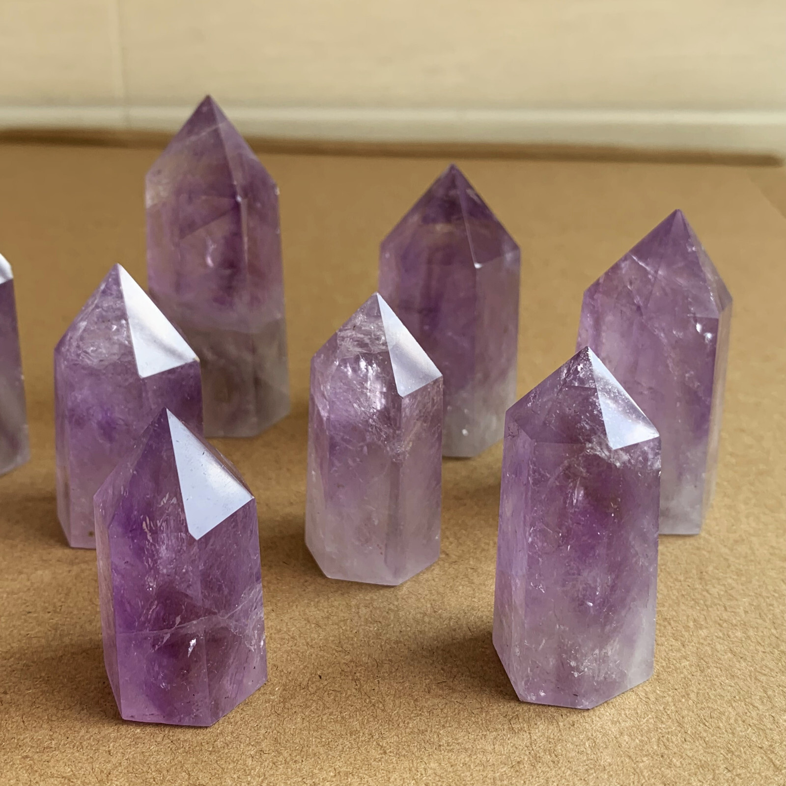 10pcs natural amethyst quartz obelisk crystal Tower wand point healing 35-75mm14