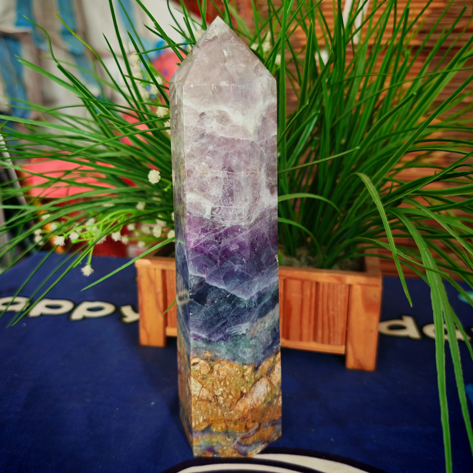 4.29LB Polishing and healing of natural colored fluorite crystal tower 1950g