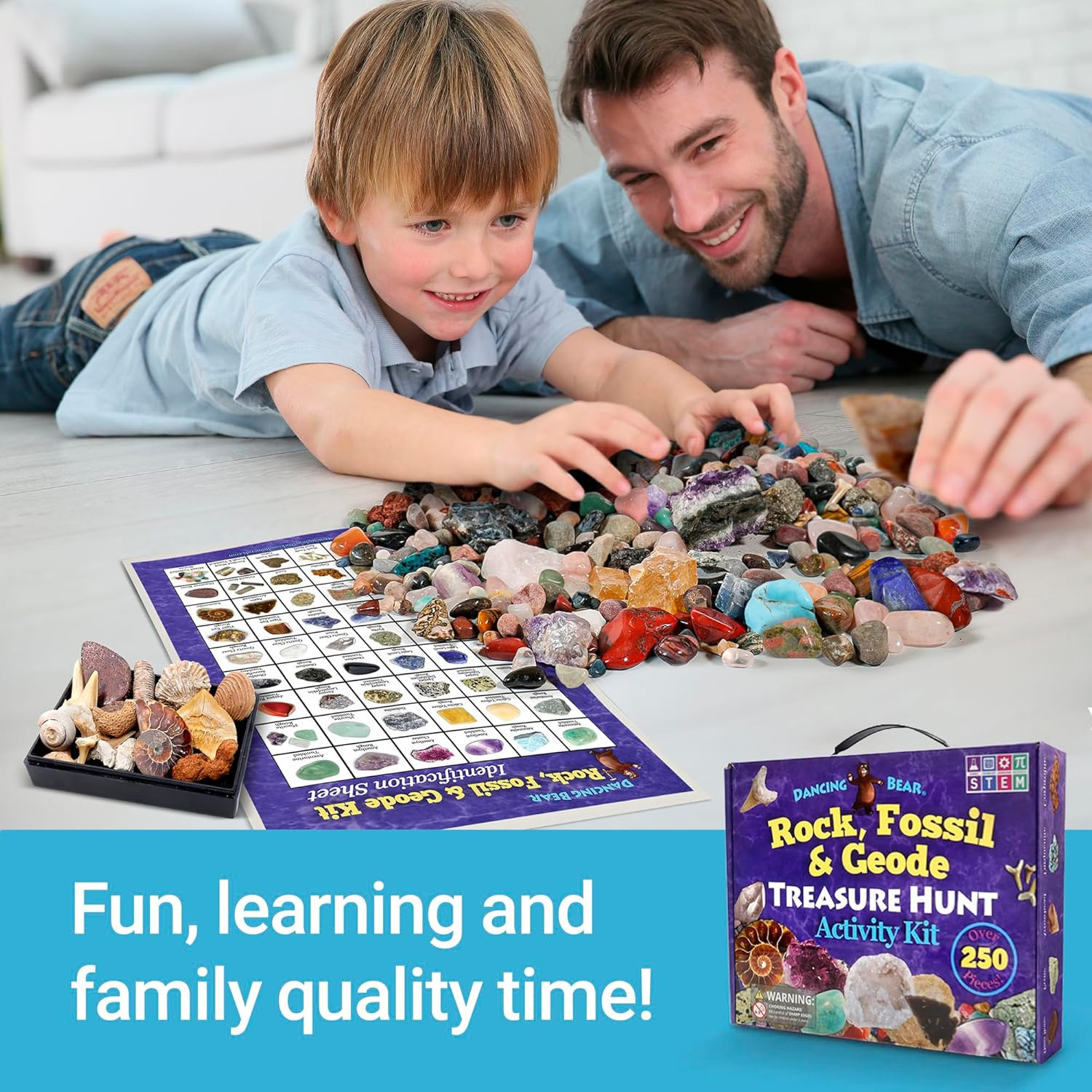 Geological Exploration Kit: 250-Piece Rock, Fossil & Geode Discovery Set