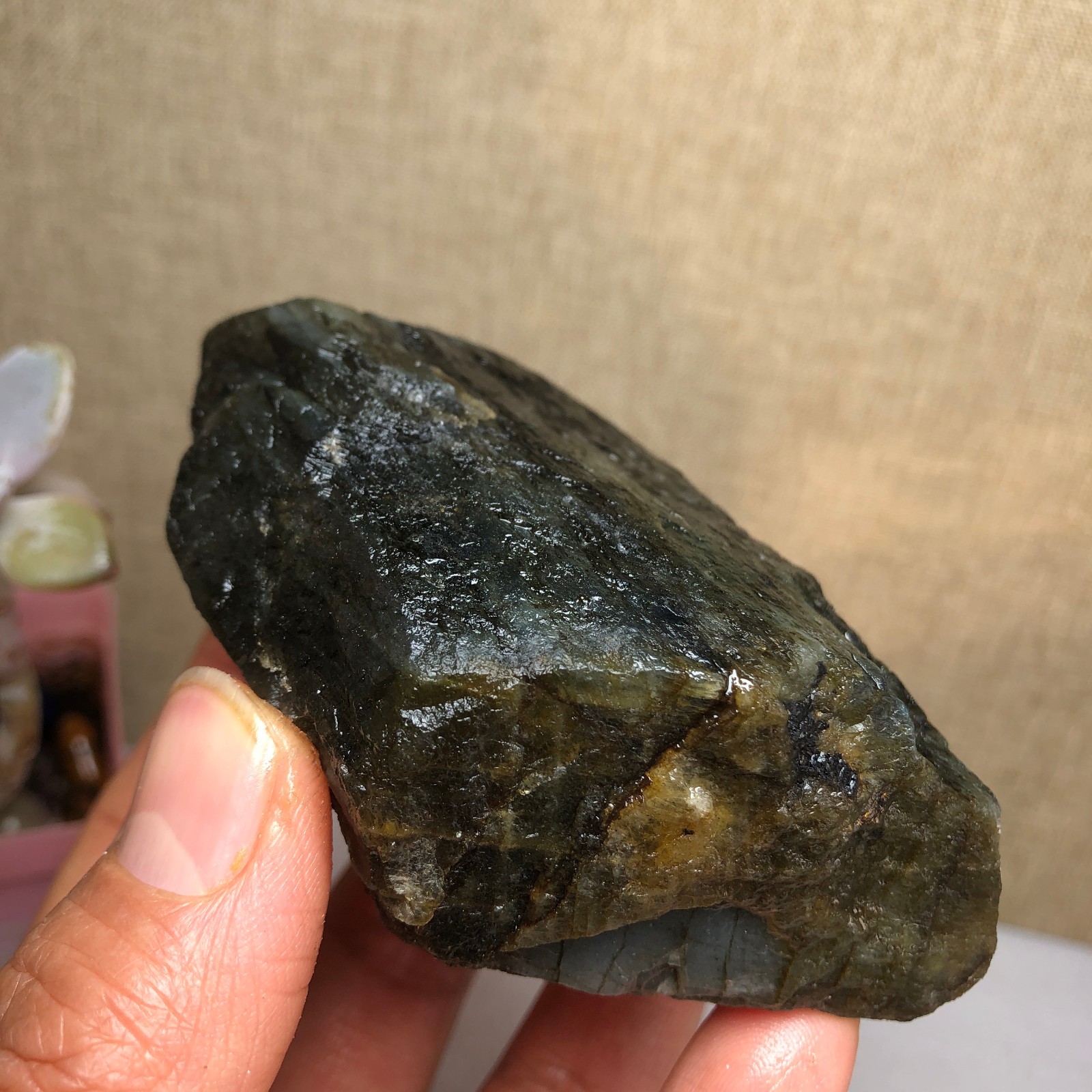 65mm Natural Labradorite Crystal gemstone rough original Specimen 205g A2631
