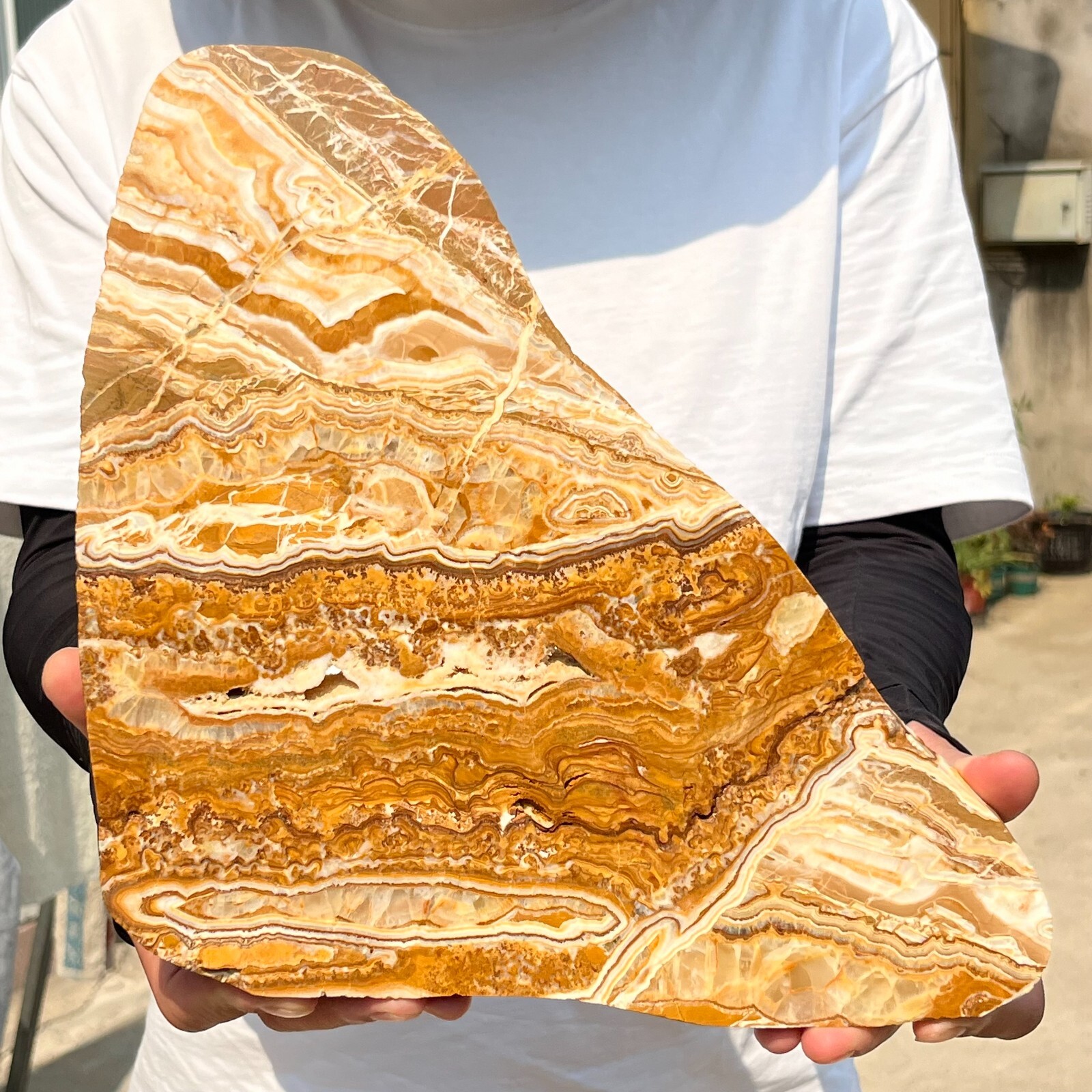 2130g Natural polychrome Banding Calcite Polished Slab Crystal Reiki Healing