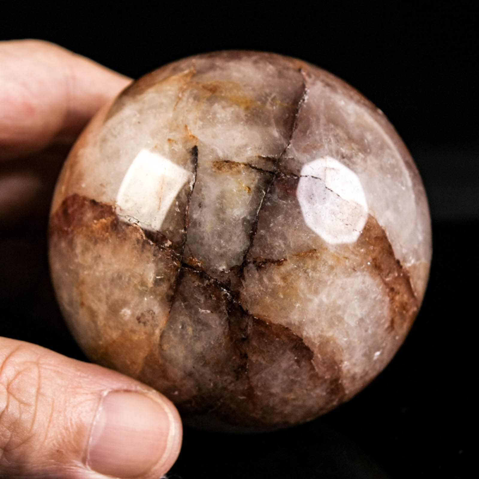 2.5″ 13.09oz Fire Quartz Sphere Natural Hematoid Quartz Crystal Ball Specimen