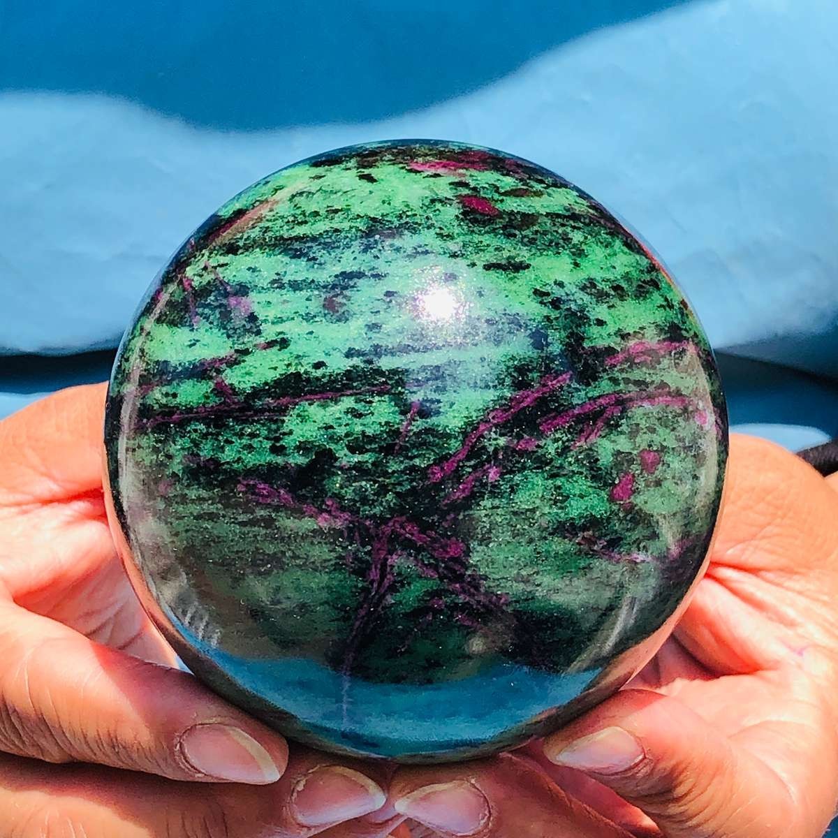 2 pieces 5.14LB Natural Red and Green Treasure Ball Quartz Crystal Specimen 5169