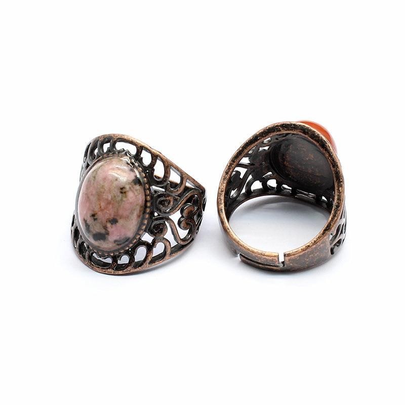 3-5PCS Natural crystal retro style crystal inlaid hollow ring
