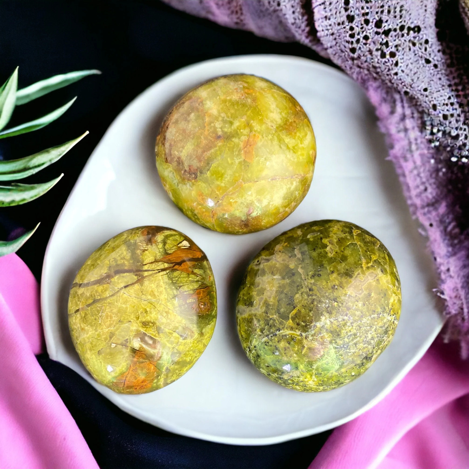 Green Opal Palm Stone: Polished Calming Crystal (80-120g)