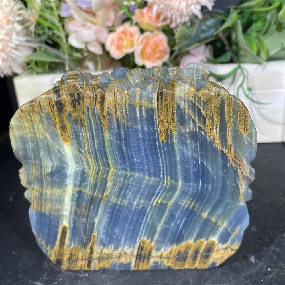 1.6LB 4.2″Natural A+Blue Onyx Eagle Statue Crystal Reiki Carving Heal Decor
