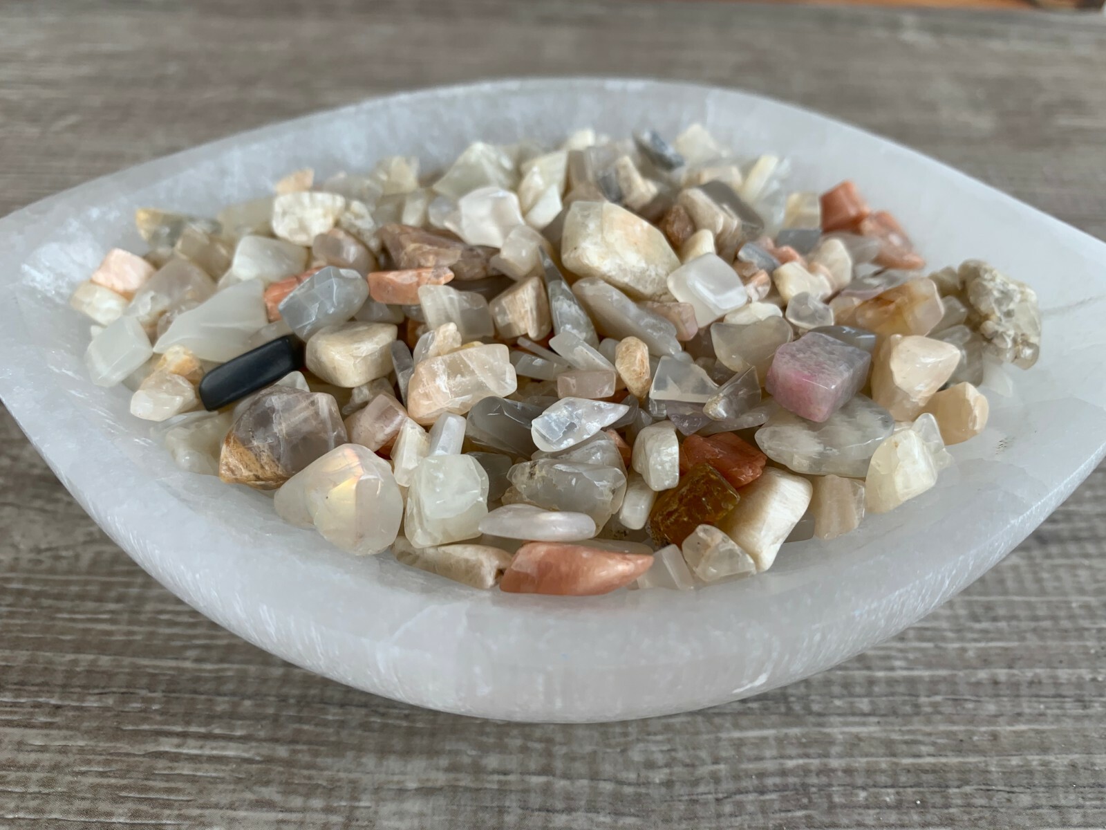 Moonstone Mix Semi Tumbled Gemstone Mini Chips 5-15 mm, Wholesale Bulk Lot
