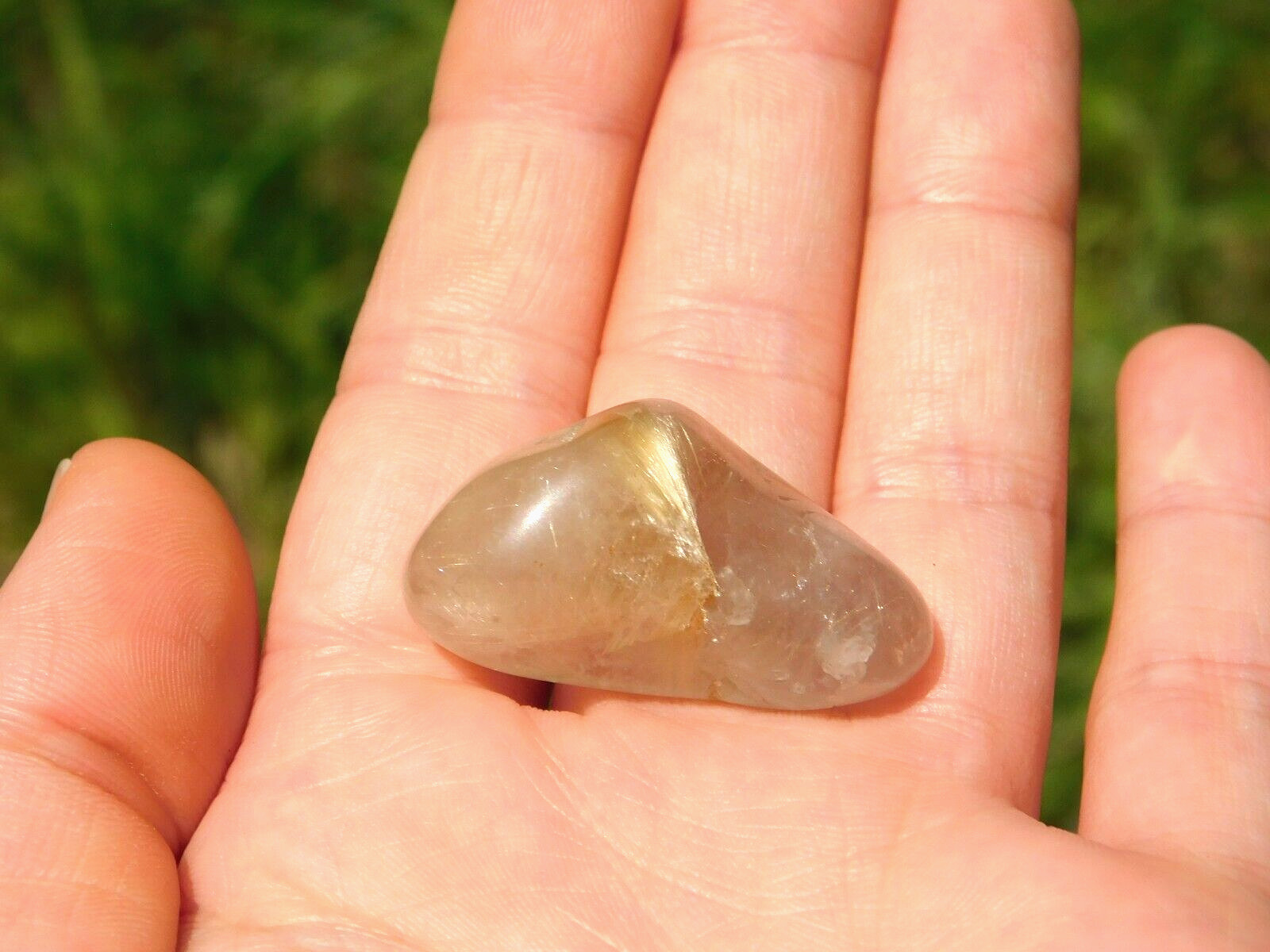 Clear Quartz Crystal with Gold Rutile Needles for Energy Healing and Meditation