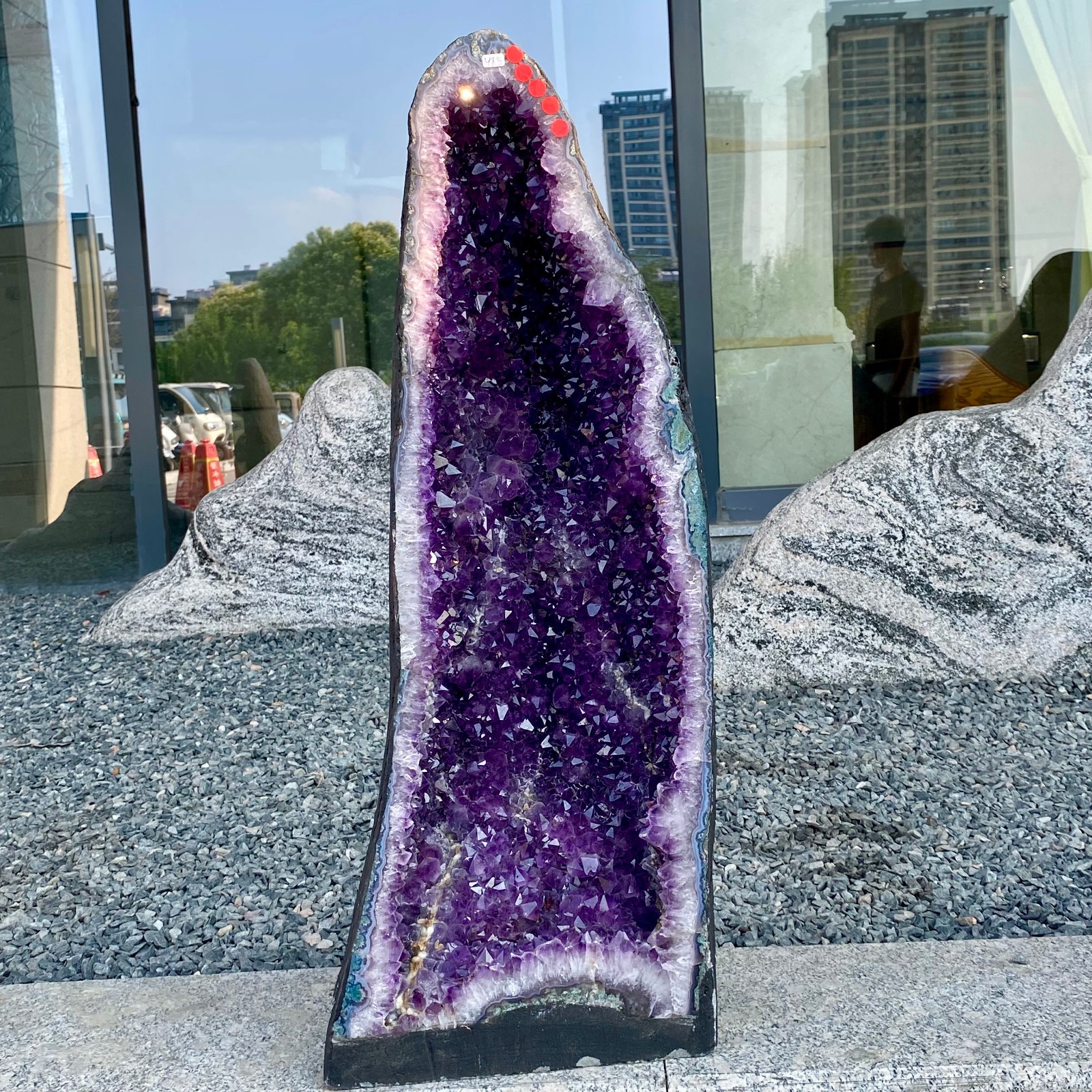 105LB Natural Amethyst Geode Quartz Crystal Cluster Cathedral Energy healing