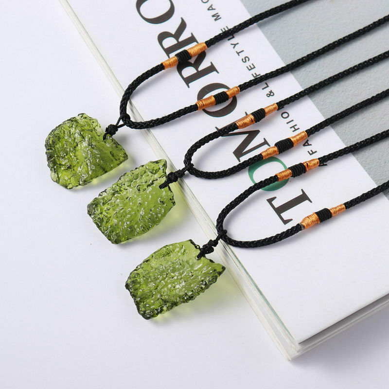 Natural Green Gem Moldavite Meteorite Impact Pendant Necklace Chakra Healing