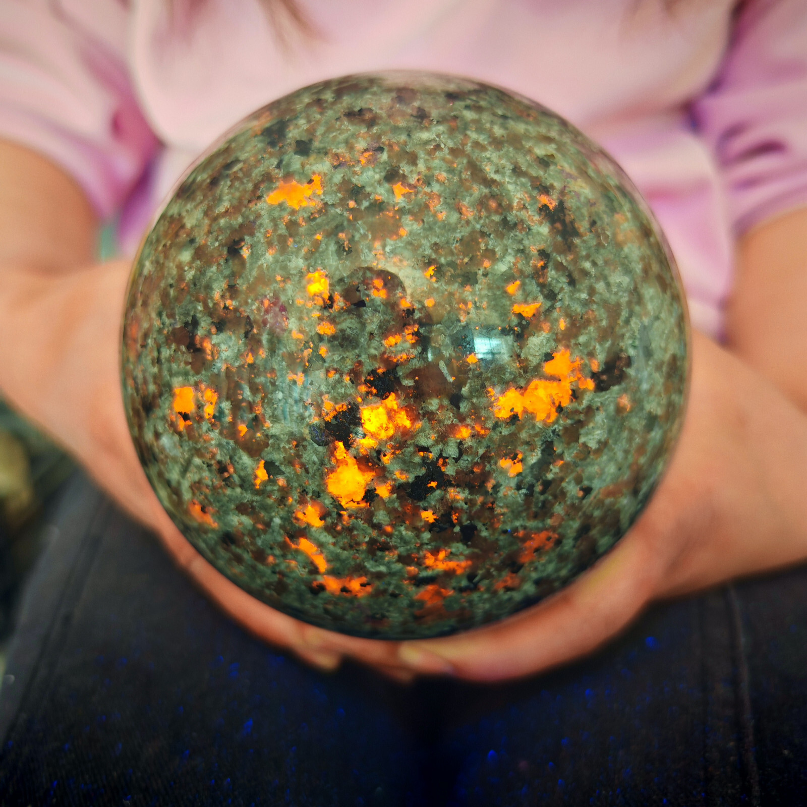 6.6LB Natural Flame Stone Ball Body Crystal Ball Spiritual Healing 3000g