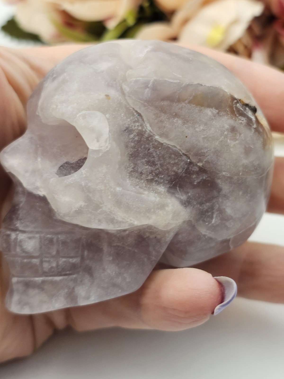 ✨️SALE ✨️ Rainbow Purple Fluorite Skull Crystal Carving 272g 6.8cm x5.3cm