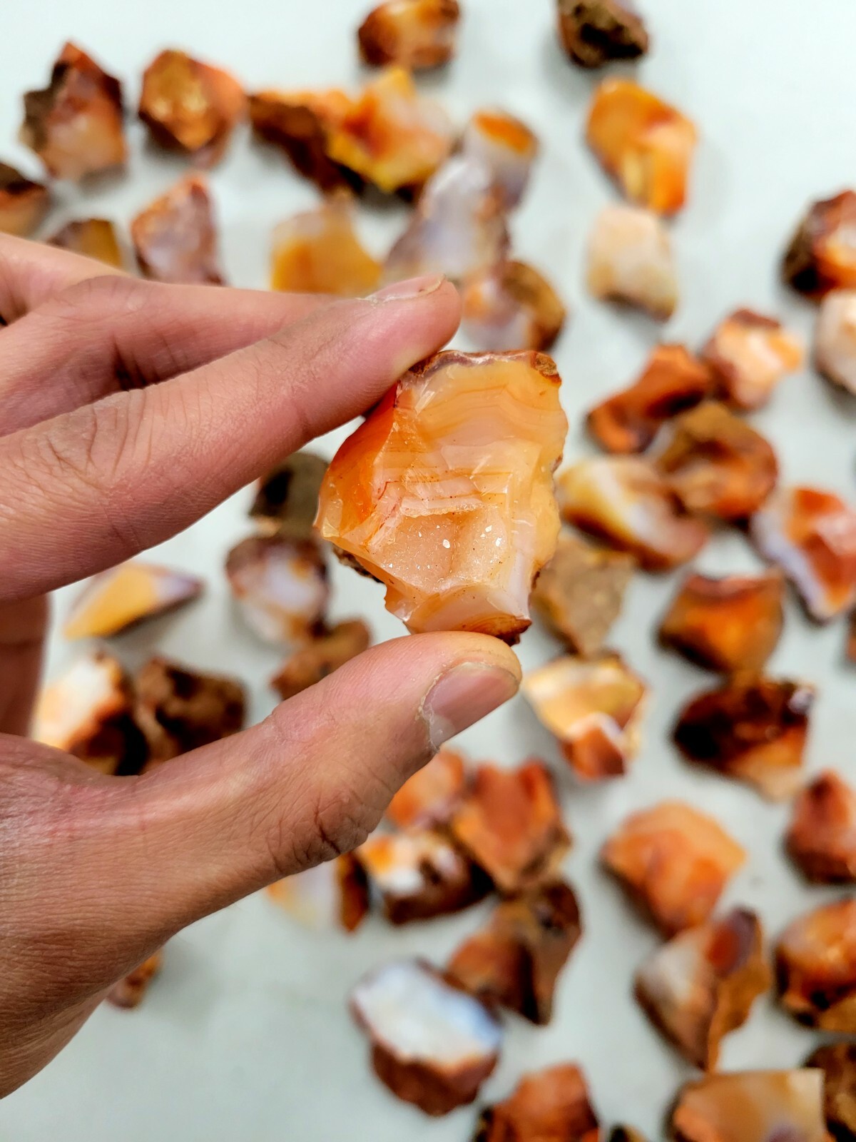 Raw Carnelian Crystals Madagascar, Bulk Rough Stones for Tumbling & Healing