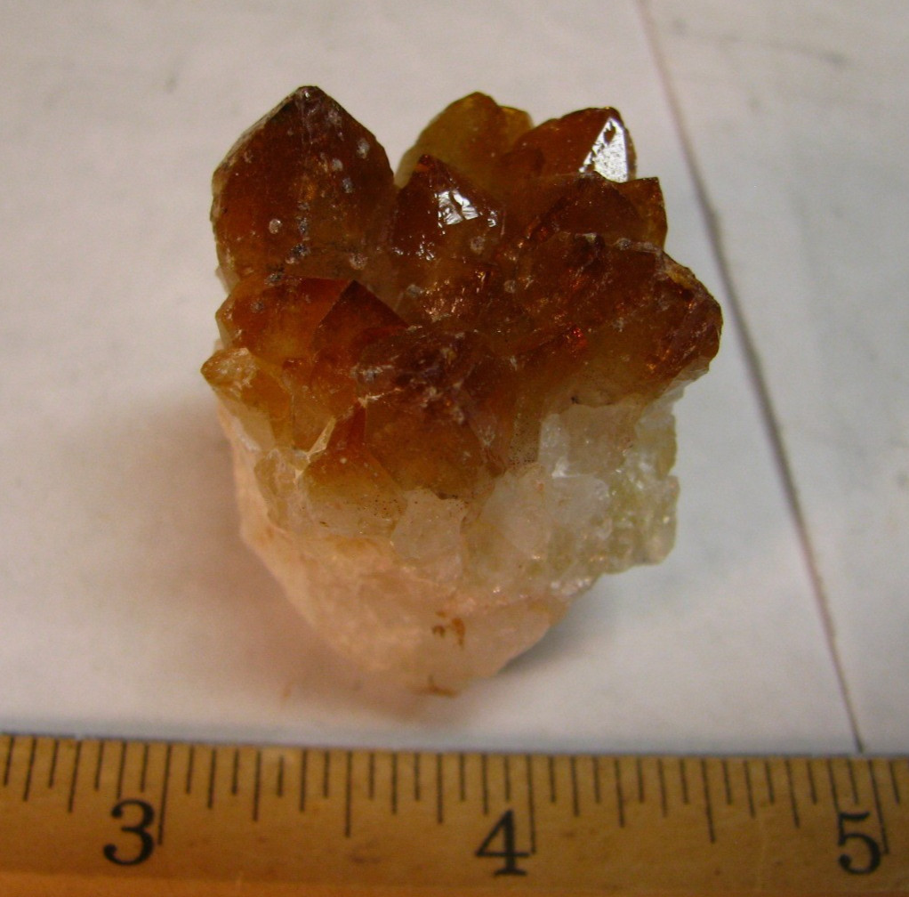 56g 1.8×1.3×1.4inch GOLDEN/YELLOW CITRINE CRYSTALS CLUSTER ON QUARTZ BRAZIL #049