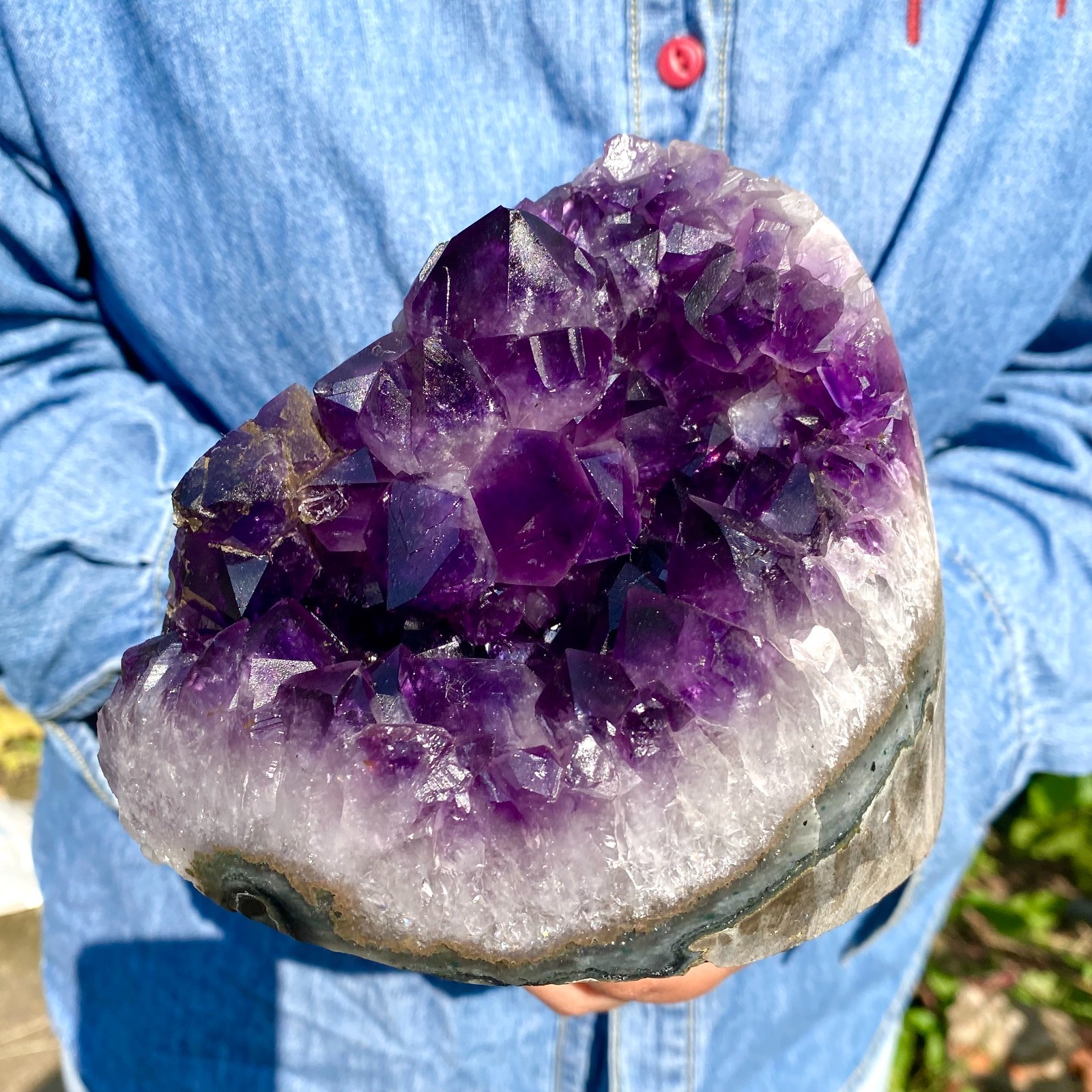 3.5LB Natural Amethyst geode quartz cluster crystal specimen Healing