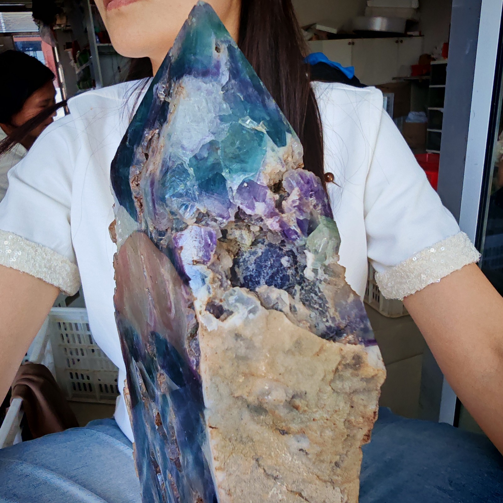 14.3LB Restoration of Natural Colored Fluorite Crystal Specimens 6500g