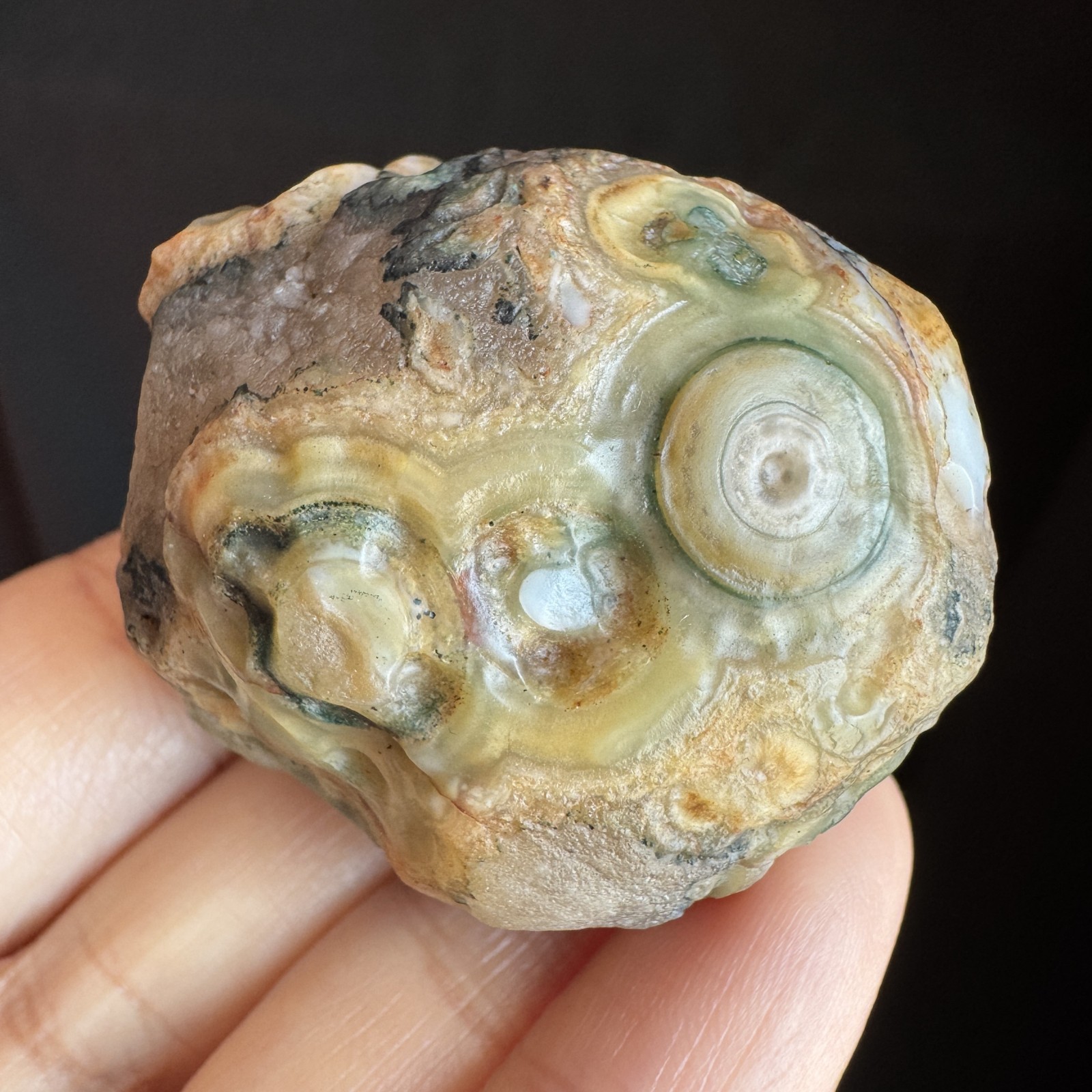 5cm/87g Natural Big Alxa Gobi Desert Colorful Eye Agate, Mongolia-1001