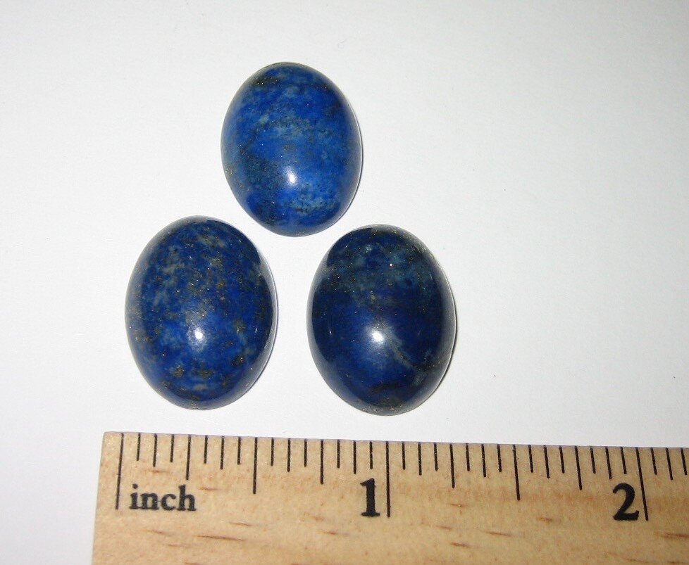 3 POLISHED NATURAL 20mm x 15mm OVAL SHAPE LAPIS LAZULI STONE CABOCHONS ~ 12g *2