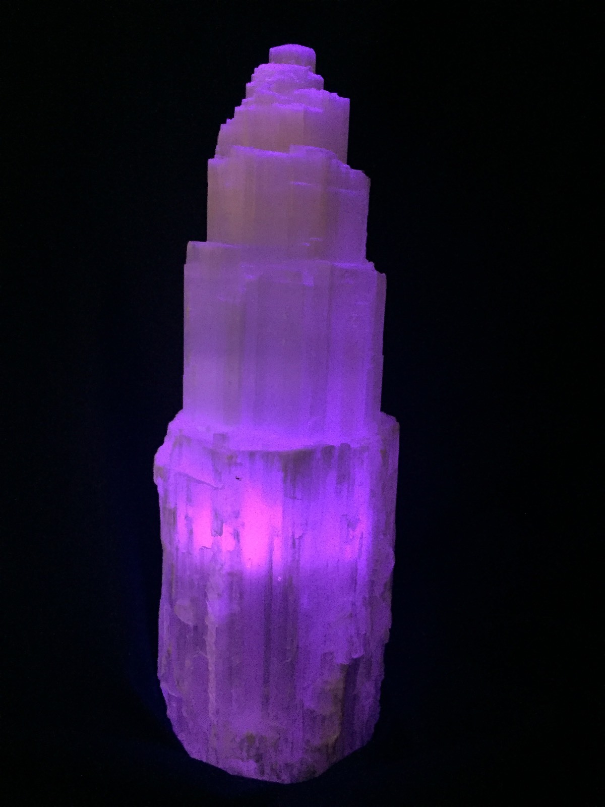 10″ Large Selenite Lamp Carve Crystal Lamp Multi Color Selenite Lamp Tower Lamp.