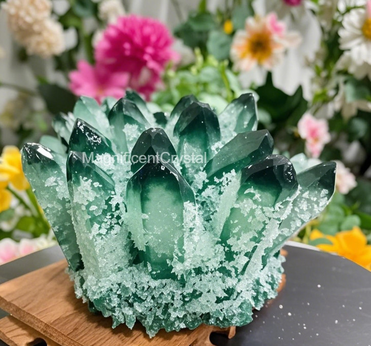 2025Rare Large Green Phantom Quartz Cluster Raw Natural Geode 200g-1000g Reiki