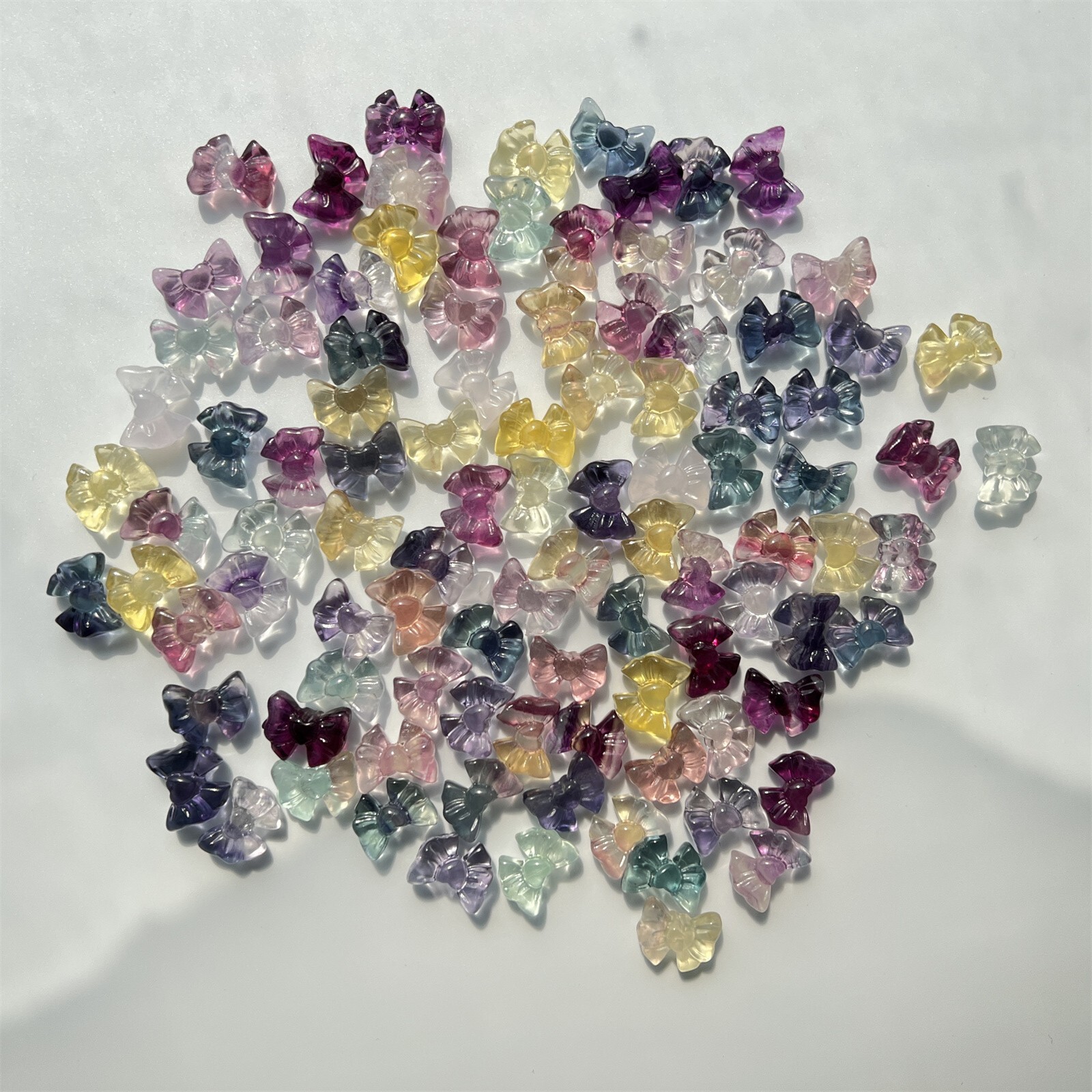 5pcs Natural Fluorite Mini love Bow tie skull Quartz Crystal Skull healing gift