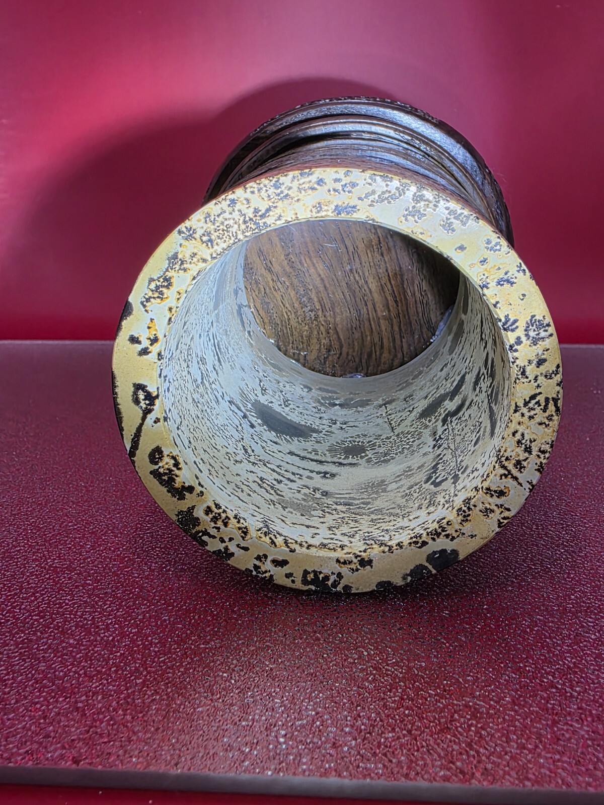 Natural Picture Jasper Vase Quartz Crystal On A Wood Holder Reiki healing 2+LB
