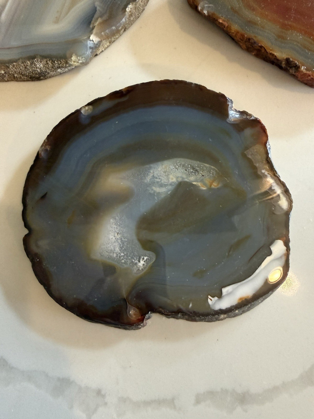 set of 3 agate slices 6” in length