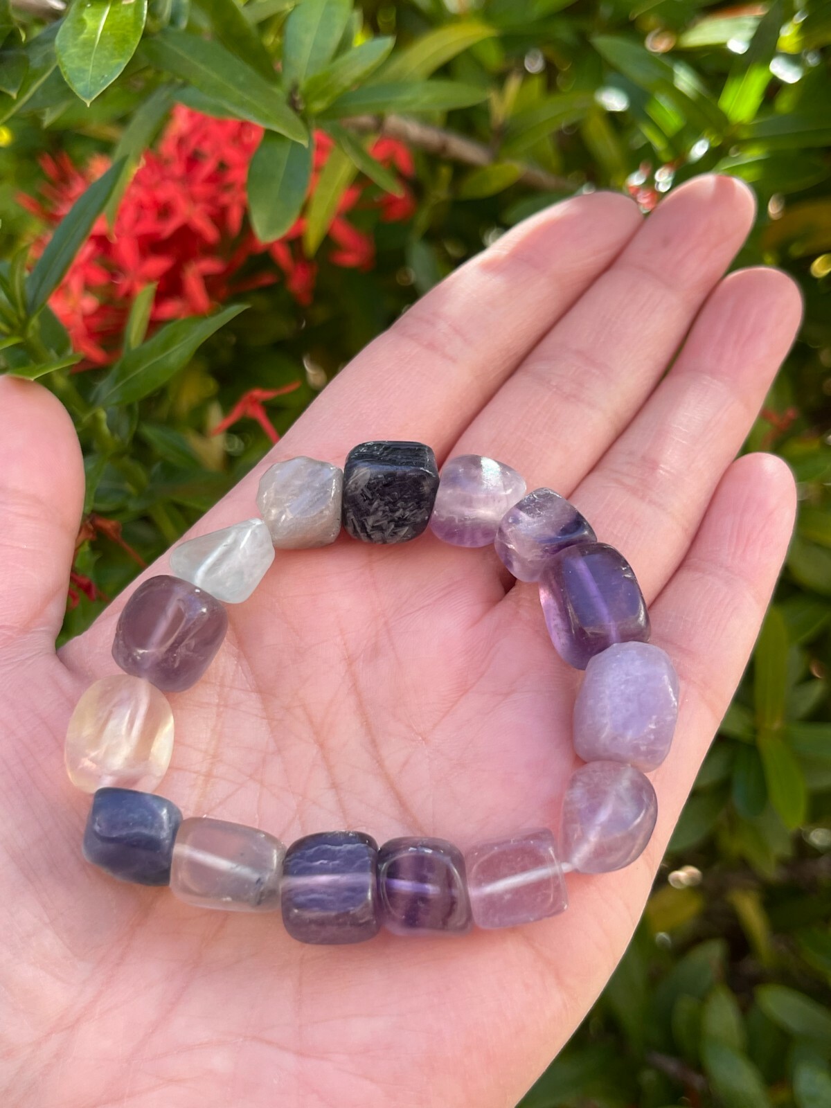 Grade A++ Fluorite Nugget Bracelet, Genuine Fluorite Gemstone Nugget Bracelet