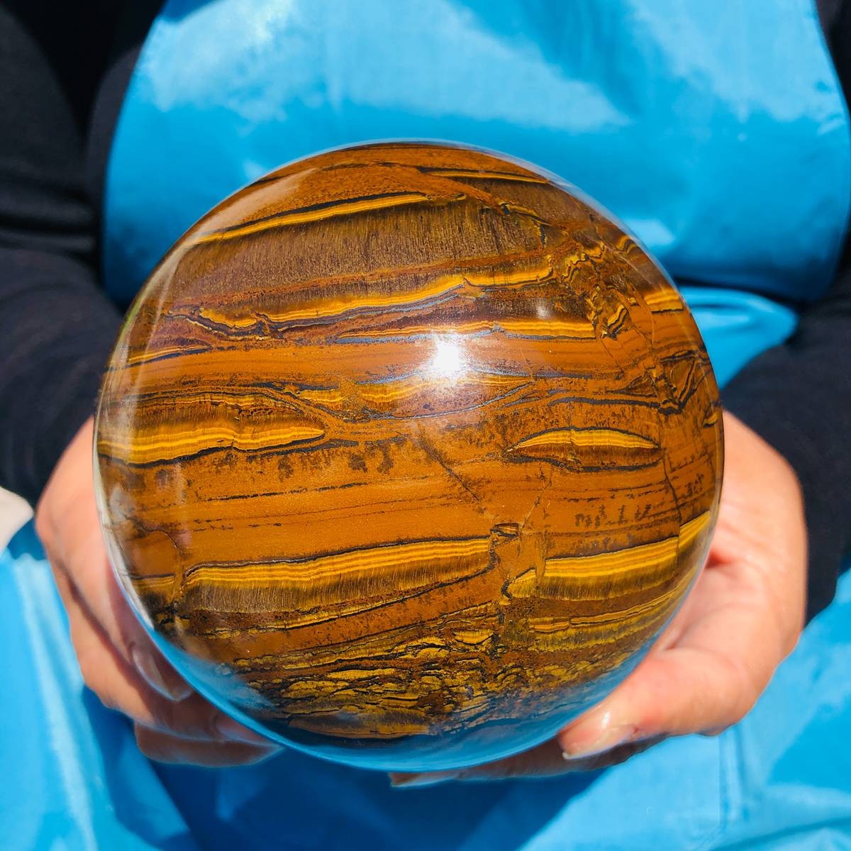 1920g Rare NATURAL Yellow tiger eye quartz crystal ball Healing stone