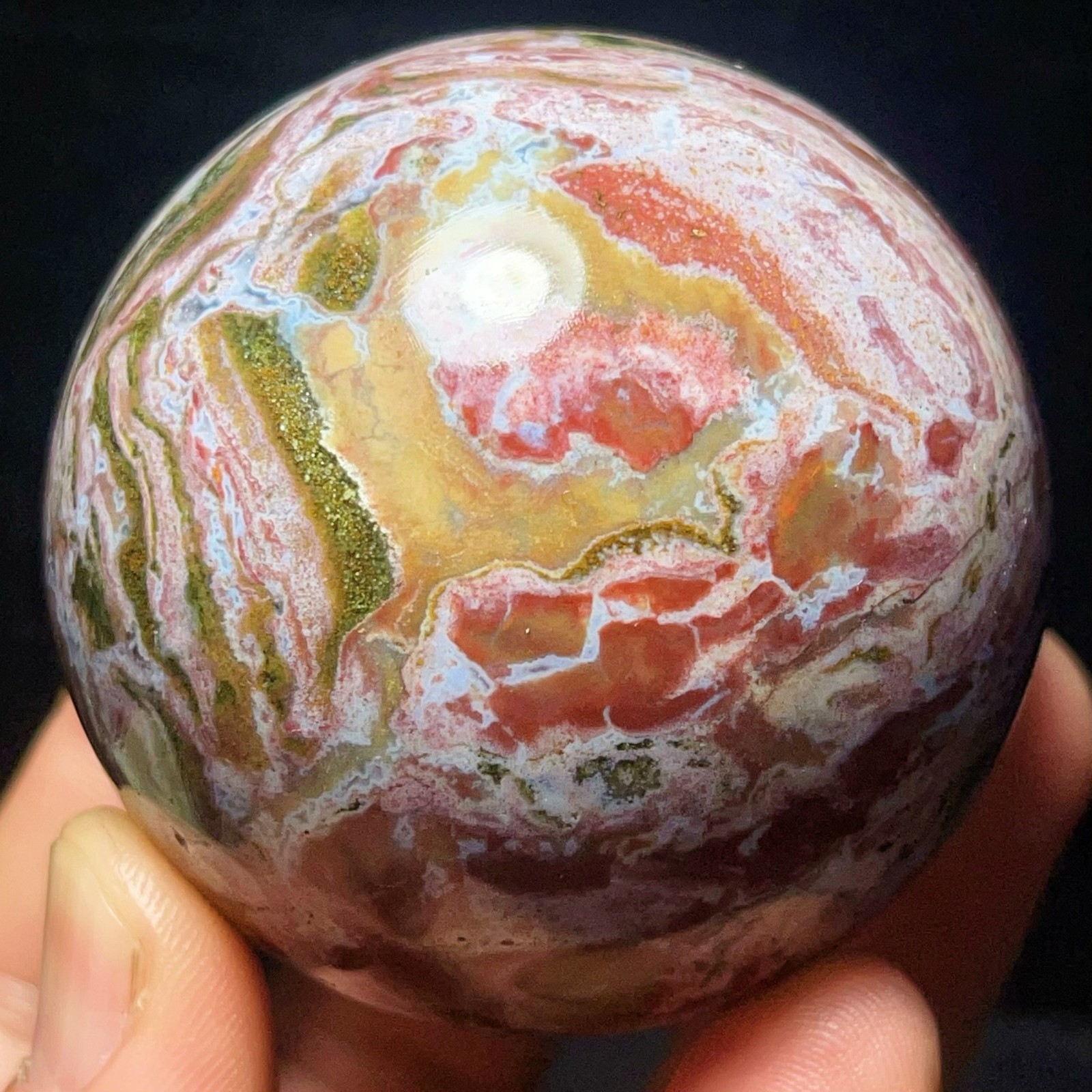TOP 290G Natural Ocean Jasper Sphere Crystal Healing L7908
