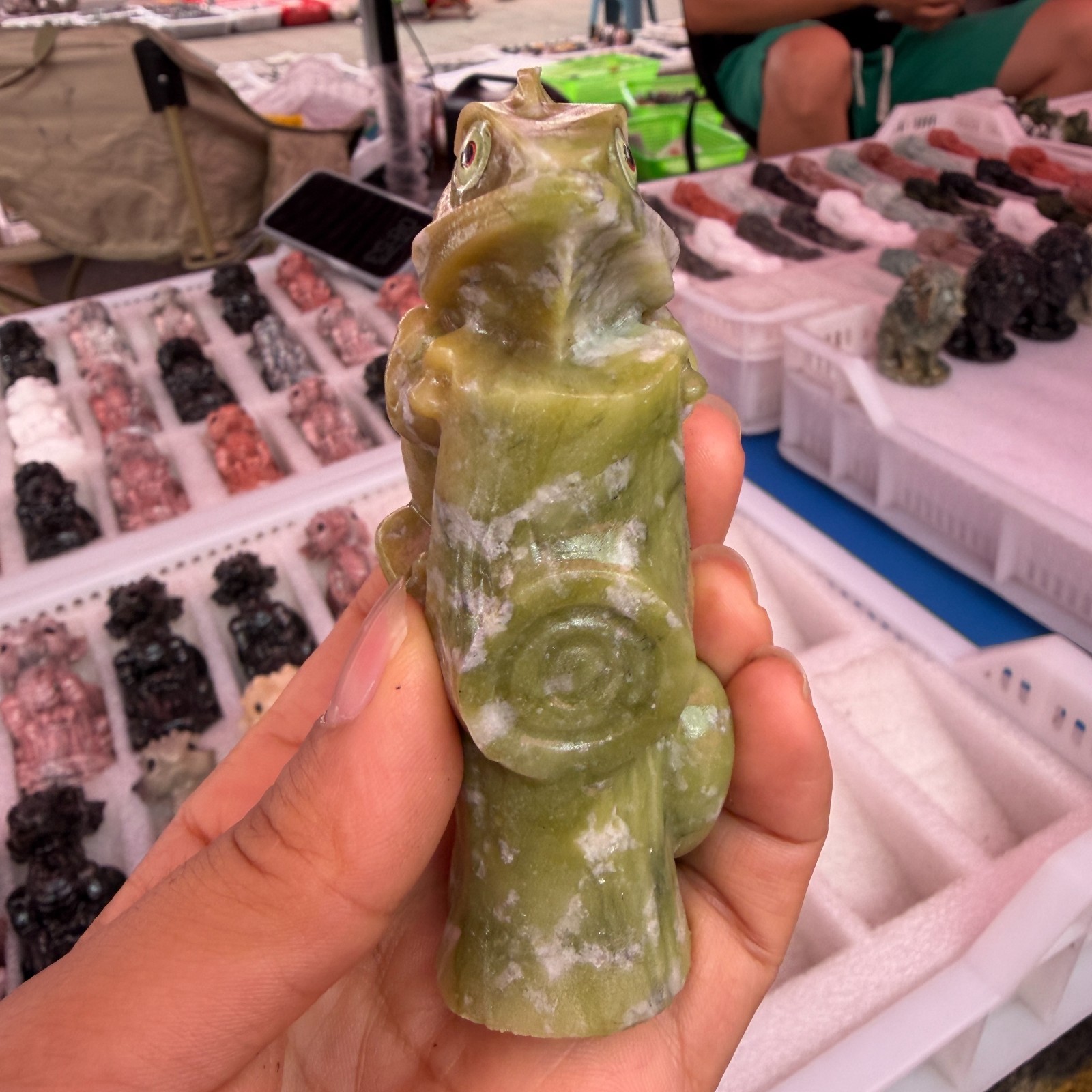 1pc Natural Cauliflower Jade Quartz Carved lizard skull Crystal Reiki energy Dec