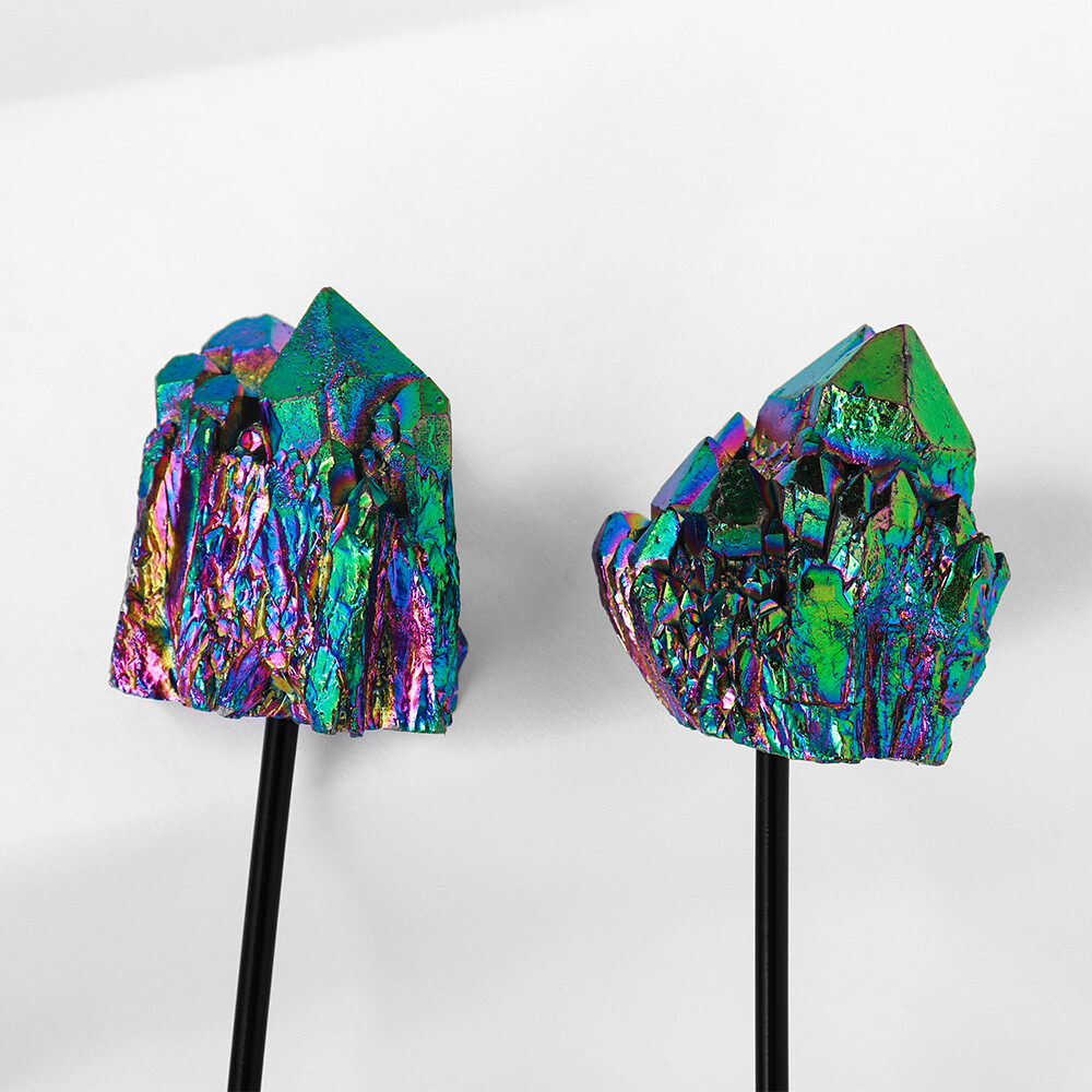 Electroplating Colorful Rainbow Crystal Clusters Mineral Specimen Healing Decor