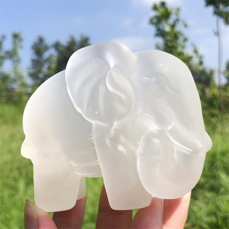 White Selenite Elephant Figurine Healing Home Decor Gift 1PCS