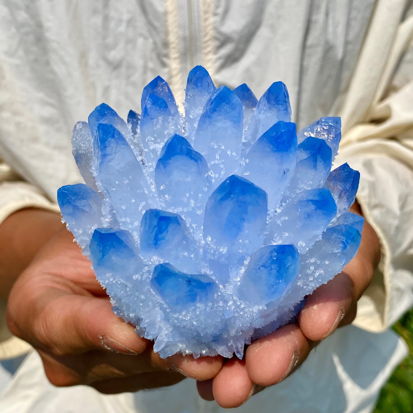 405G New Find blue Phantom Crystal Quartz Cluster Mineral Specimen Healing