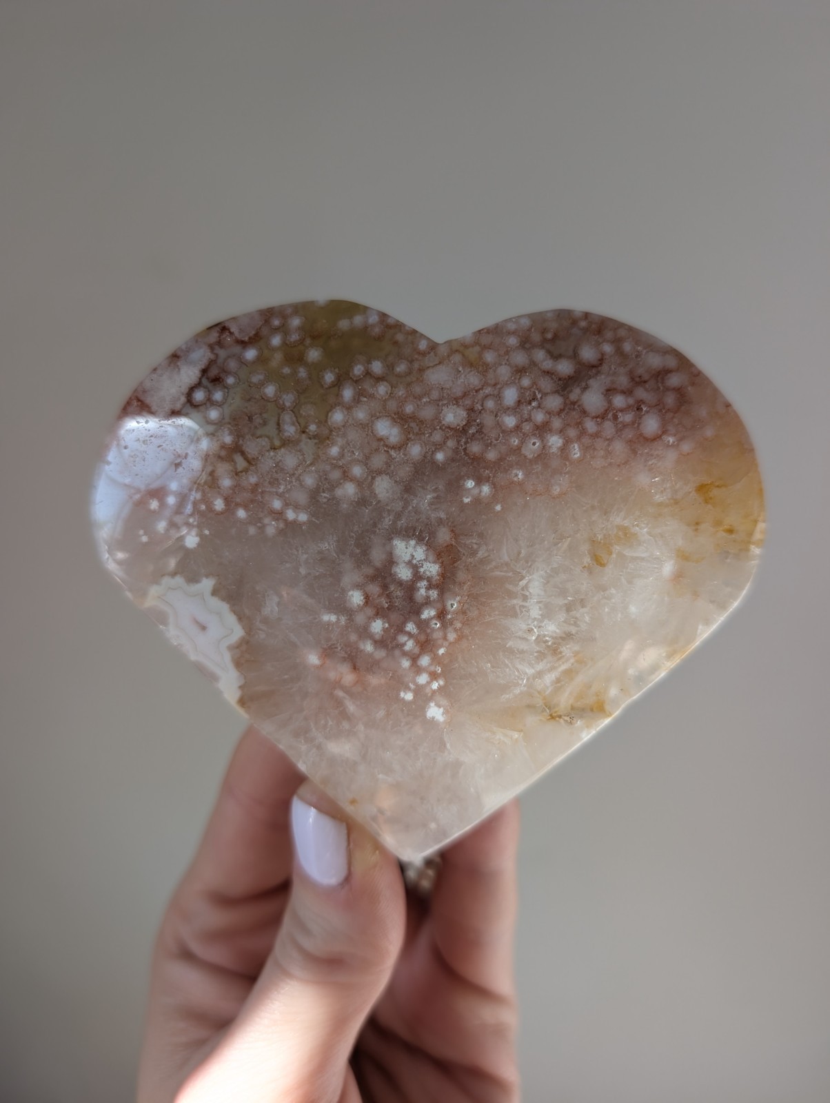 Pink Amethyst Heart Carving Crystal Gemstone Chakra Reiki 3.7 inches wide