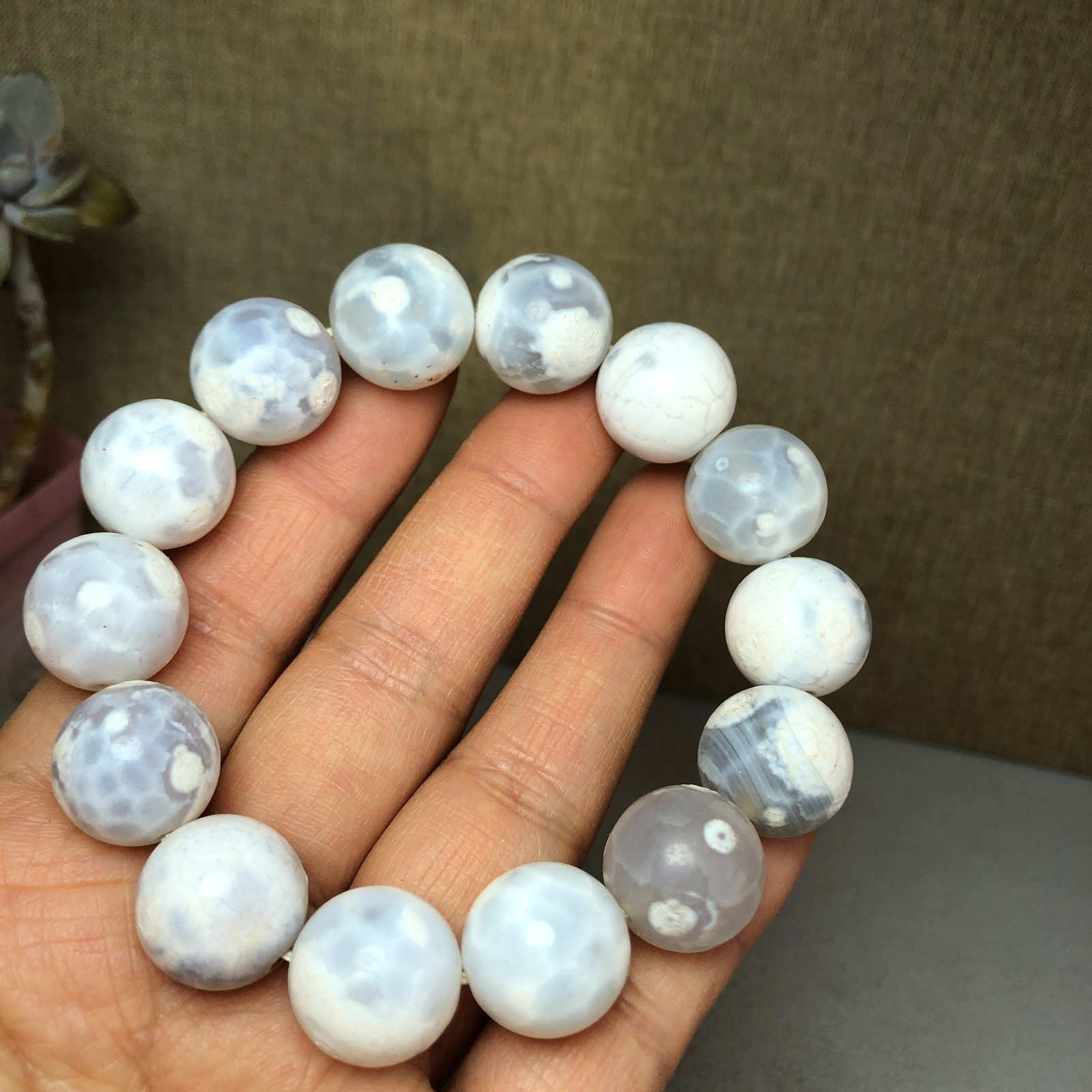 1pcs wholesale Natural sakura rough Crystal chain beads bracelet 15-16mm A2792