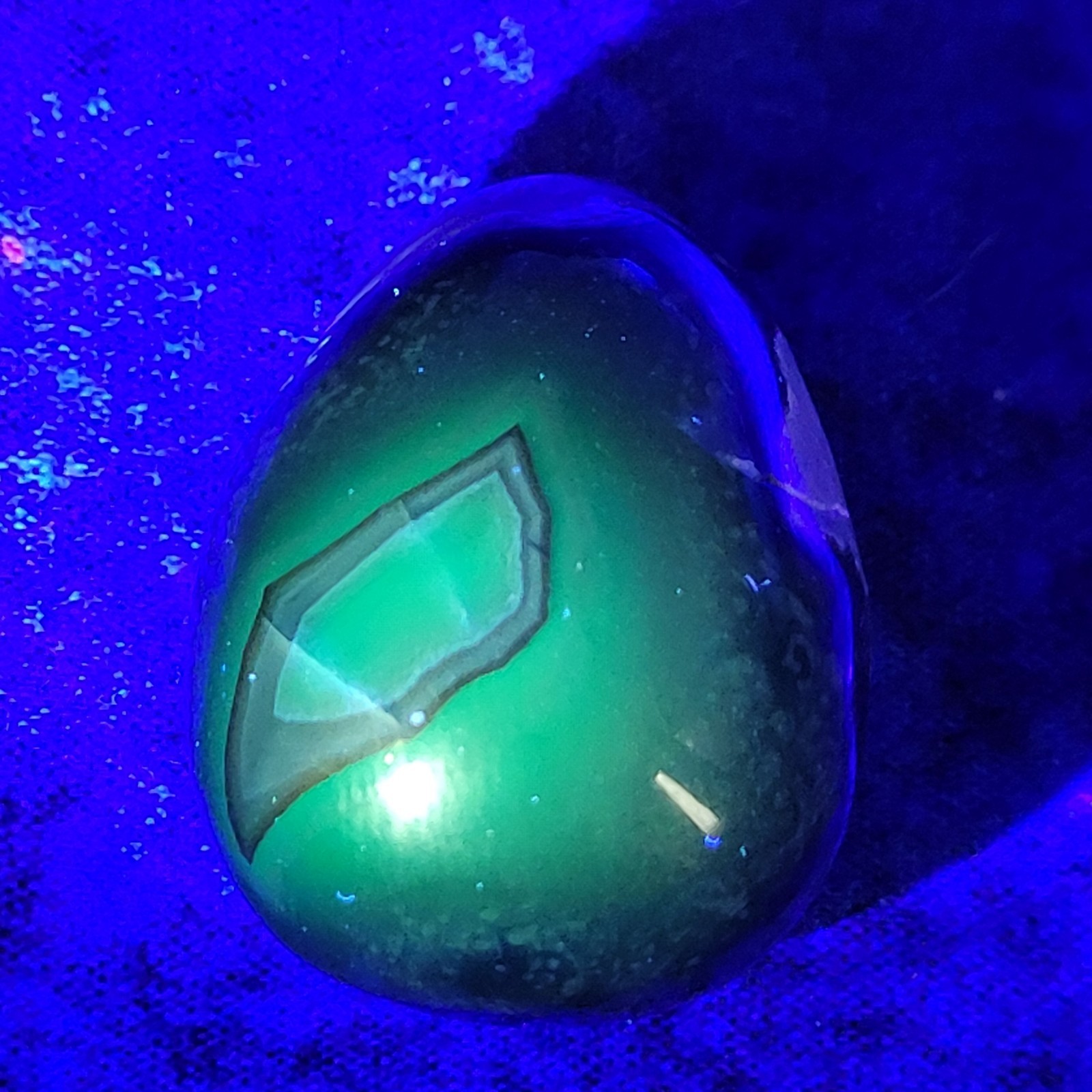 3 UV Glow Reactive Minerals: Ruby, Volcano Agate, Fluorite in Floating Display