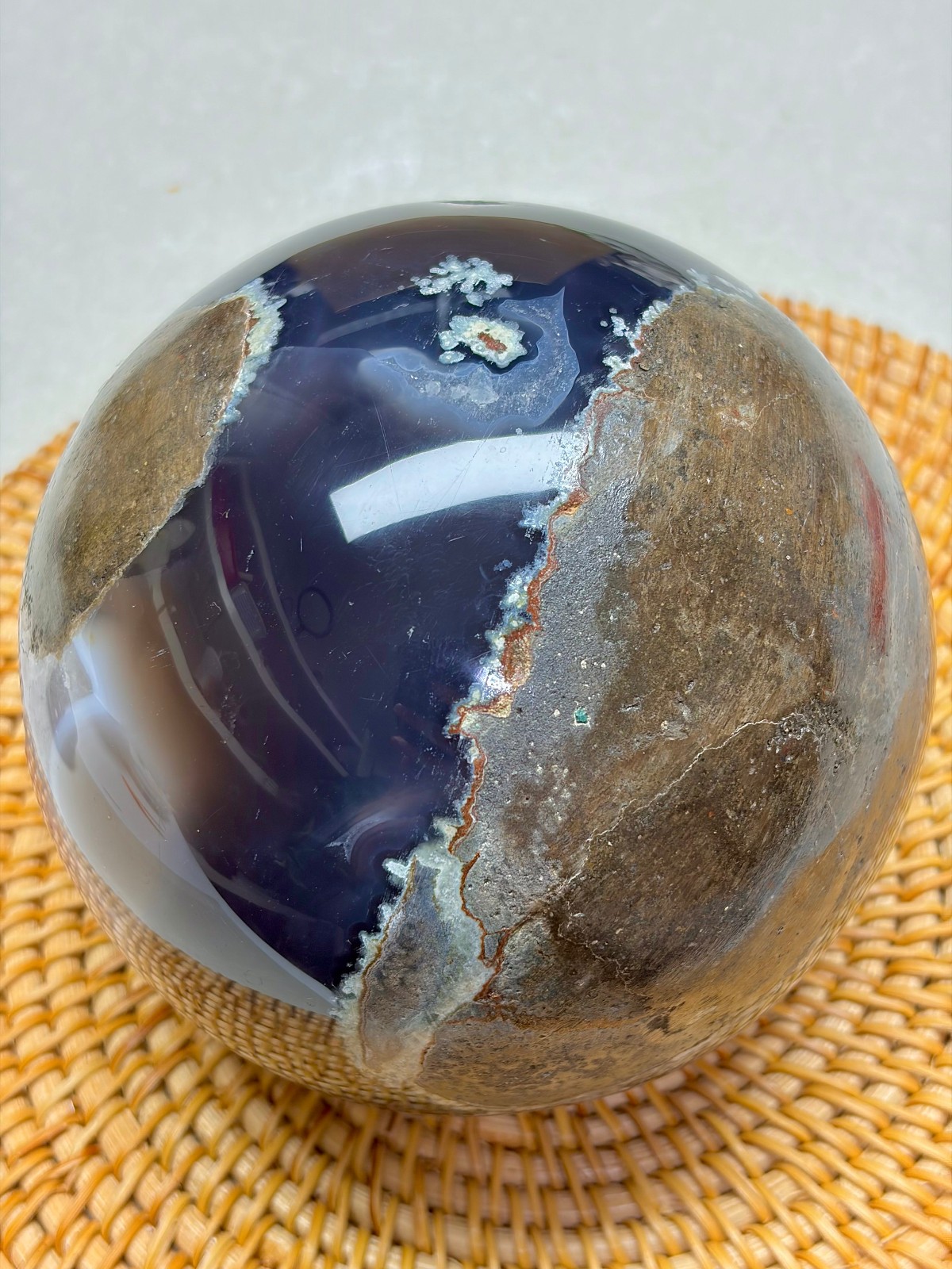 4.3 lb Natural Amethyst Geode Sphere Crystal Druzy Ball Polished Agate Decor
