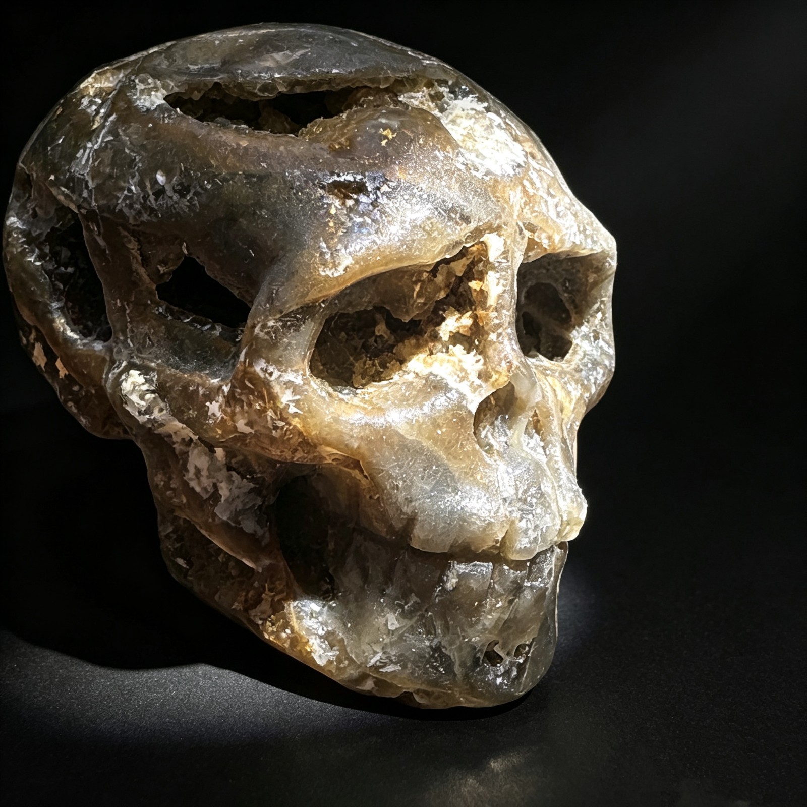 Crystal Skull, Hand Carved Natural Sphalerite Unique Collectible Sculpture