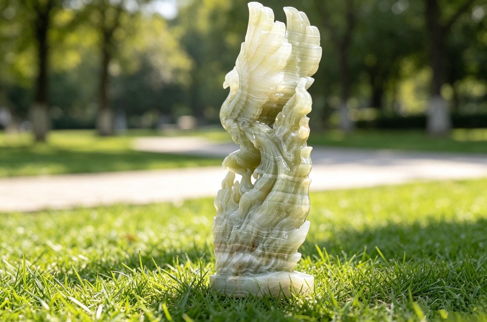 Hand Carved Afghan Jade Phoenix Figurine, Natural Crystal Phoenix Statue 1pc