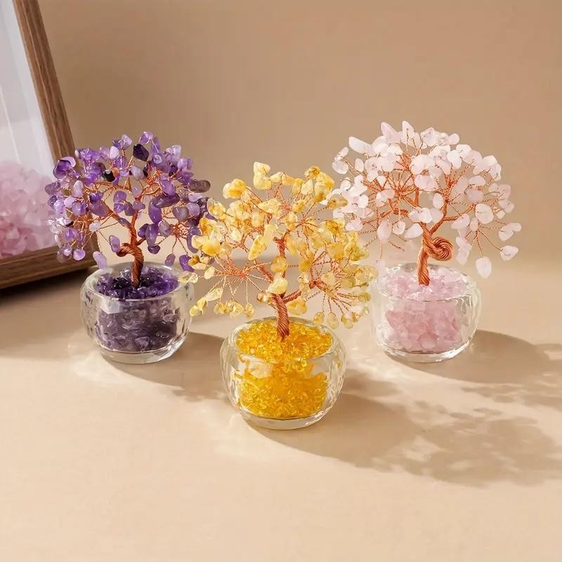 Natural Crystal Fortune Tree Feng Shui Tree of Life Home Office Decor Gift