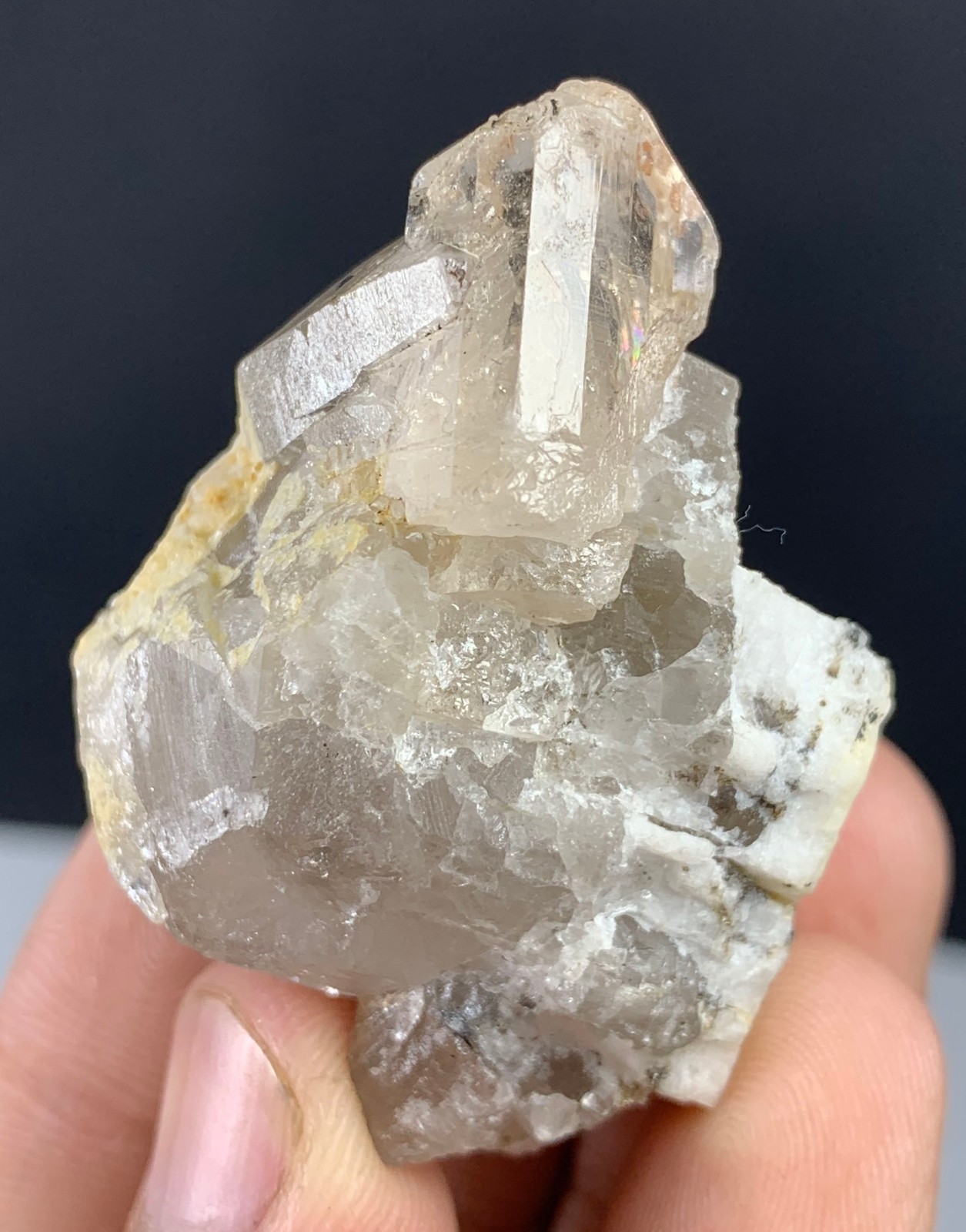 205 CT Natural Honey Topaz Crystal with Quartz & Feldspar Mineral from Skardu