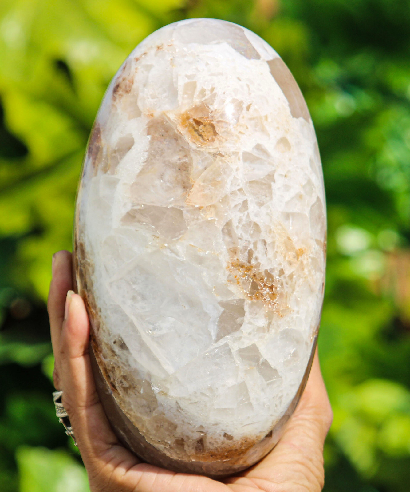 Superb 195mm Yellow Fire Quartz Crystal Healing Chakra Reiki Gemstone Lingam Egg