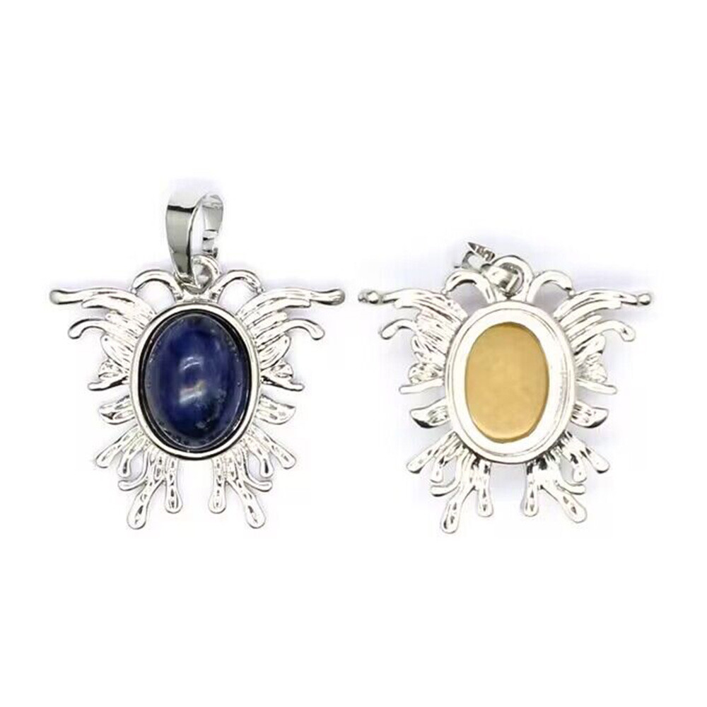 Oval Crystal Bead Mini Moth Butterfly Shape Pendant Chakra Gemstone Healing Gift