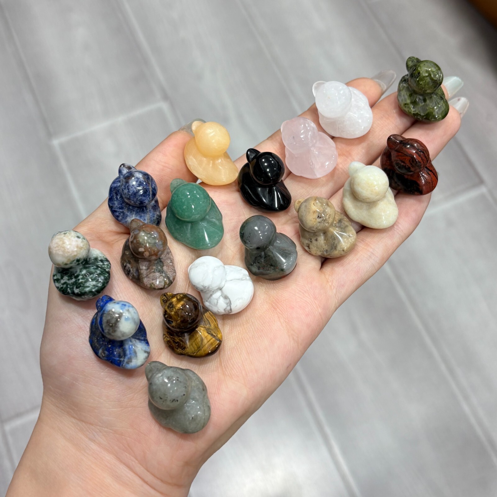 5pc Natural mix Quartz hand Carved Mini duck crystal carving reiki