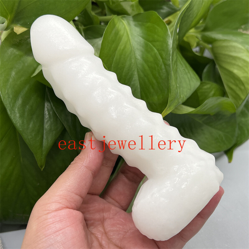 5.9″ Natural White Jade Male Penis Skull Quartz Crystal Skull Figurines Gift 1pc