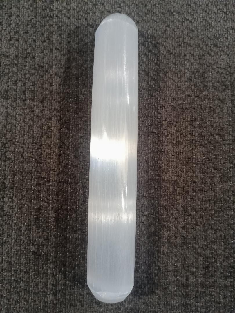 Selenite Crystal Massage Wand ” Smooth Polished Round Heal Reiki Energy CHARGED
