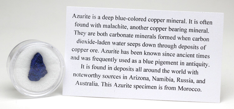 Azurite Specimen DEEP BLUE Crystal Cluster Mineral MOROCCO w/ ID card
